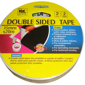 DOUBLE SIDED TAPE 15MM X 20M WHITE