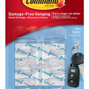 COMMAND MINI CLR HOOKS 6PC 8 STR