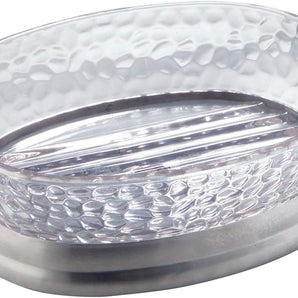 Rain Soap Dish 5X3.75 Clear/Brushed Stainless Steel