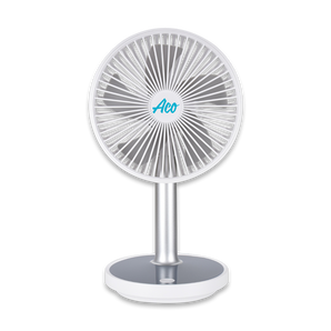 RECHARGEABLE RETRACTABLE MINI TABLE FAN WITH LED LIGHT 2000mAh WHITE