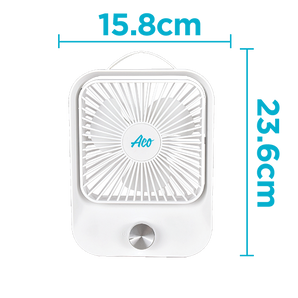 RECHARGEABLE STEPLESS SPEED CONTROL MINI TABLE FAN 2400mAh WHITE