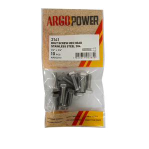 HEX CAP SCREW BOLT 1/4" X 3/4" 10PC SS