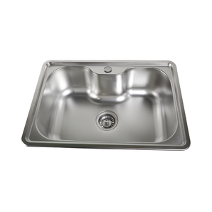 SINGLE BOWL STAINLESS STEEL KITCHEN SINK WITH DRAINER 52X38X18CM