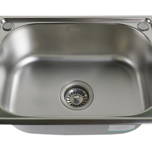 SINGLE BOWL STAINLESS STEEL KITCHEN SINK WITH DRAINER 48X48X18CM
