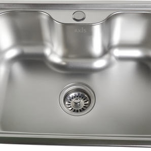 SINGLE BOWL STAINLESS STEEL KITCHEN SINK WITH DRAINER 52X38X18CM