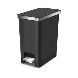 Hana Slim Plastic Step Can 10L Black