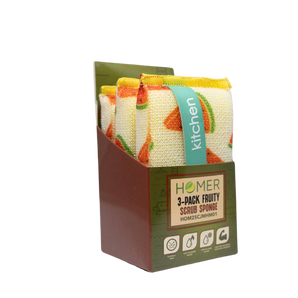 Homer 3 Pack Fruit-Themed Scrub Sponges – Non-Scratch Kitchen & Dish Cleaning Set