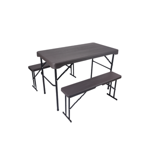 Homer Wood Grain Beer Table Set with 2 Benches – Folding Outdoor Dining Set HOMM108GRY