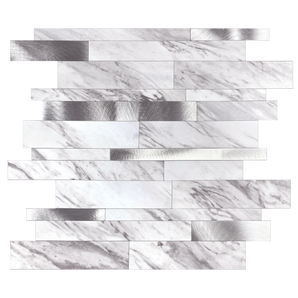 SA TILE 30.3X29.7X0.40CM STR LAY WHITE SILVER