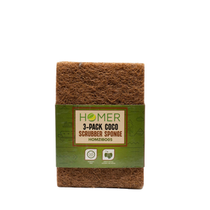Homer 3 Pack Coconut Fiber Scrubber Sponges – Natural Heavy-Duty Cleaning Sponges