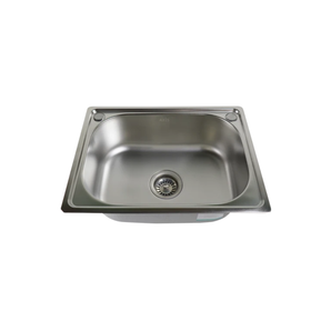 SINGLE BOWL STAINLESS STEEL KITCHEN SINK WITH DRAINER 48X48X18CM