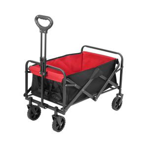 FOLDABLE UTILITY WAGON – COLLAPSIBLE OUTDOOR PULL CART BLACK RED