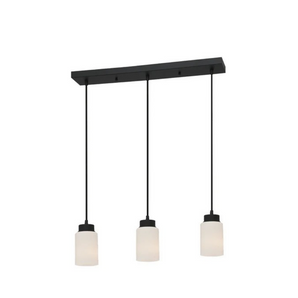 WESTINGHOUSE LIGHT FIXTURES 3-LT PENDANT FROSTED GLASS METAL BLACK