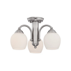 WESTINGHOUSE LIGHT FIXTURES 3-LT SEMI-FLUSH FROSTED GLASS BRUSHED NICKEL