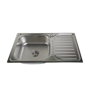SINGLE BOWL STAINLESS STEEL KITCHEN SINK WITH DRAINER 76X42X21CM
