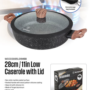 WESTINGHOUSE 28cm Forged Aluminum Low casserole with glass lid
