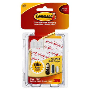 COMMAND ADHESIVE STRIPS ASSD 16PC