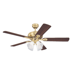 CEILING FAN SWIRL 5-BLD 52" SAT. BRASS