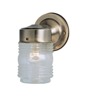 LIGHT FIXTURES 1-LT CLEAR JELLY GLASS 7.5H ANTIQUE BRASS