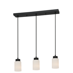 LIGHT FIXTURES 3-LT PENDANT FROSTED GLASS METAL BLACK