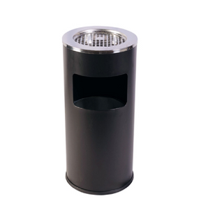 ASHTRAY TRASH BIN 13L BLACK GALVANIZED STEEL