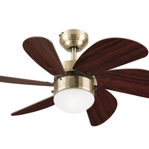 CEILING FAN TURBO SWIRL 6-BLD 30" ANTIQUE BRASS
